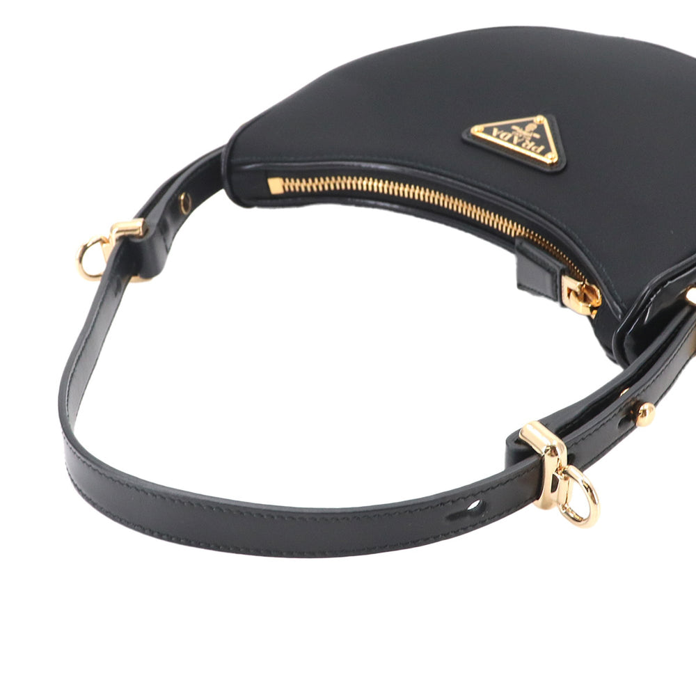 Prada Arque Small 2-way Hand/Shoulder Handbag, Nylon and Leather, Black, 1BC194, Gold Hardware — New - Store Return