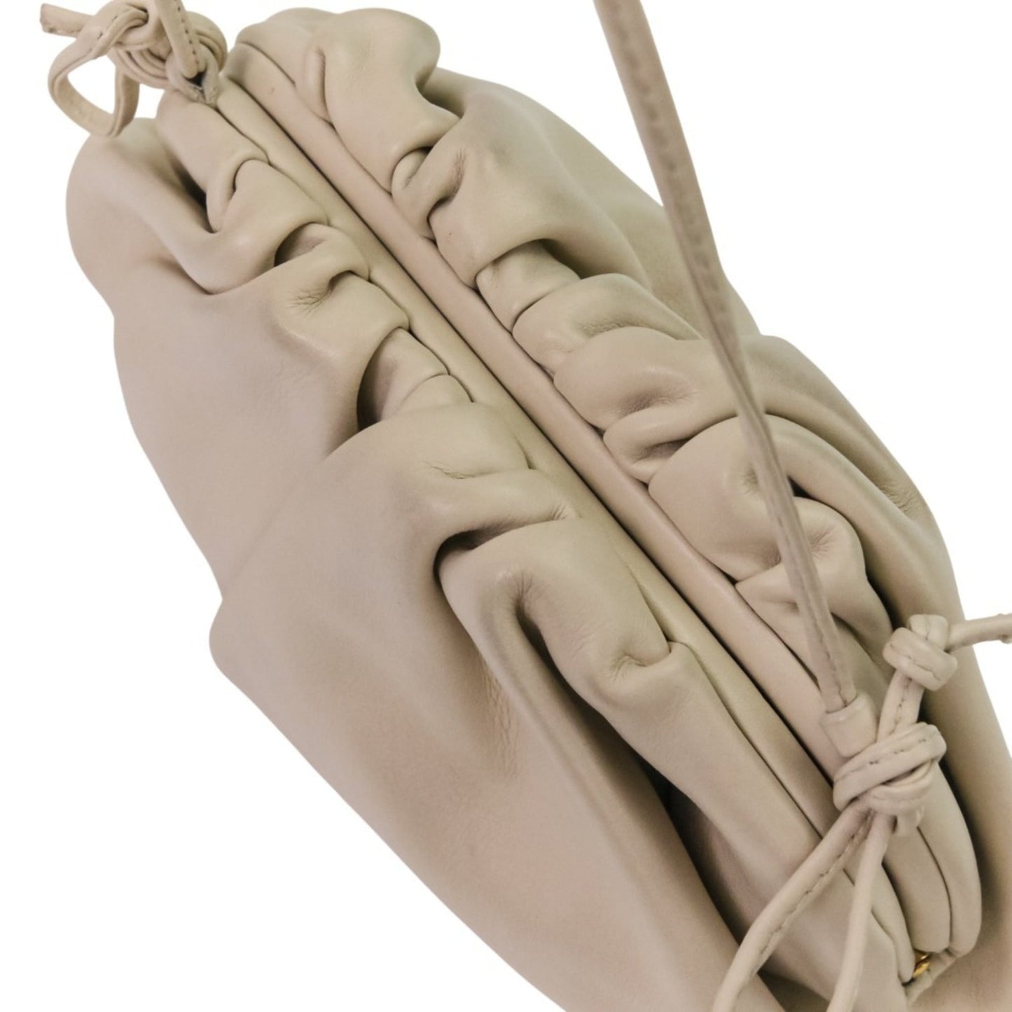 BOTTEGA VENETA Mini The Pouch Leather Shoulder Bag 585852 Ivory Women's