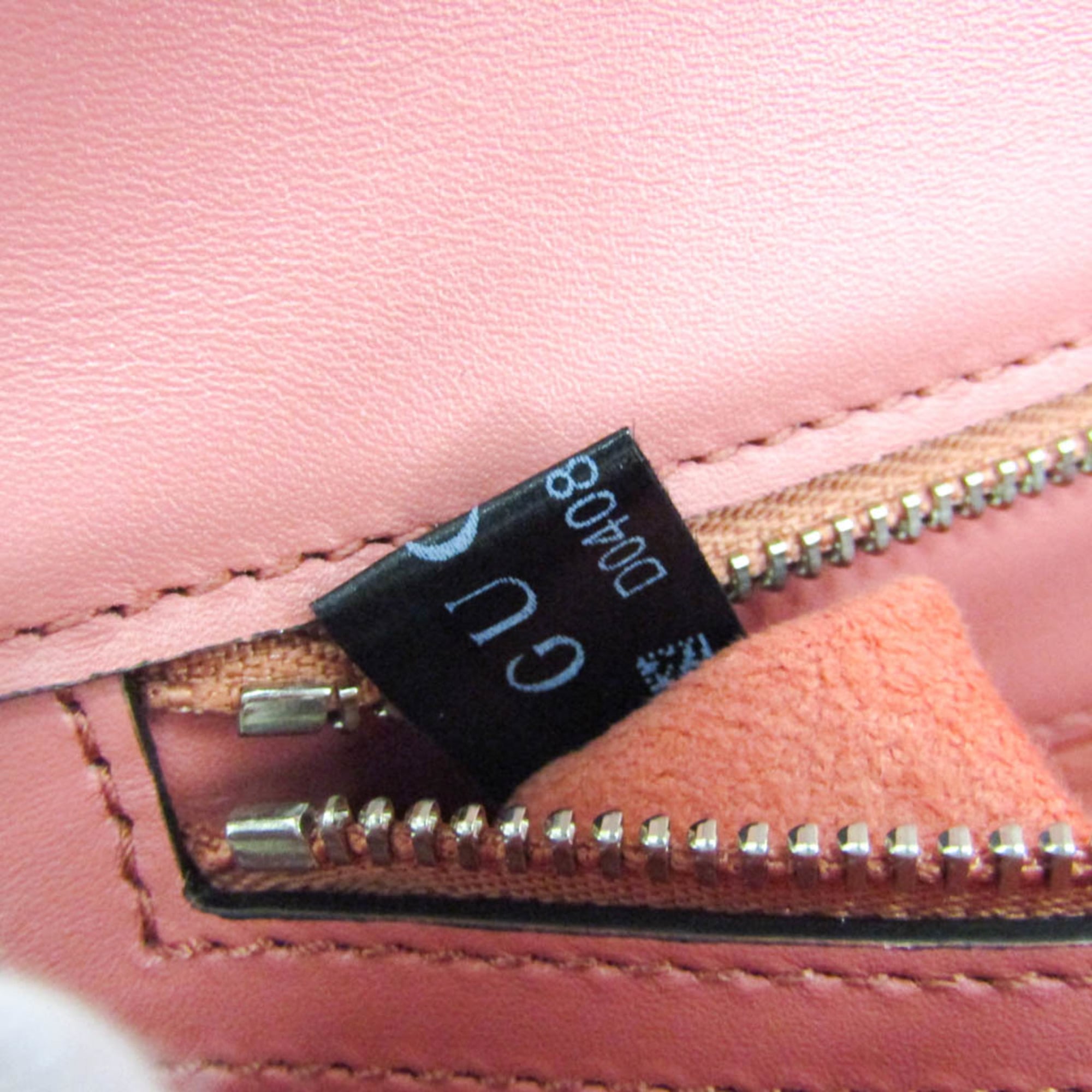 Gucci Double G 739722 Women's Leather Shoulder Bag Pink — Like New