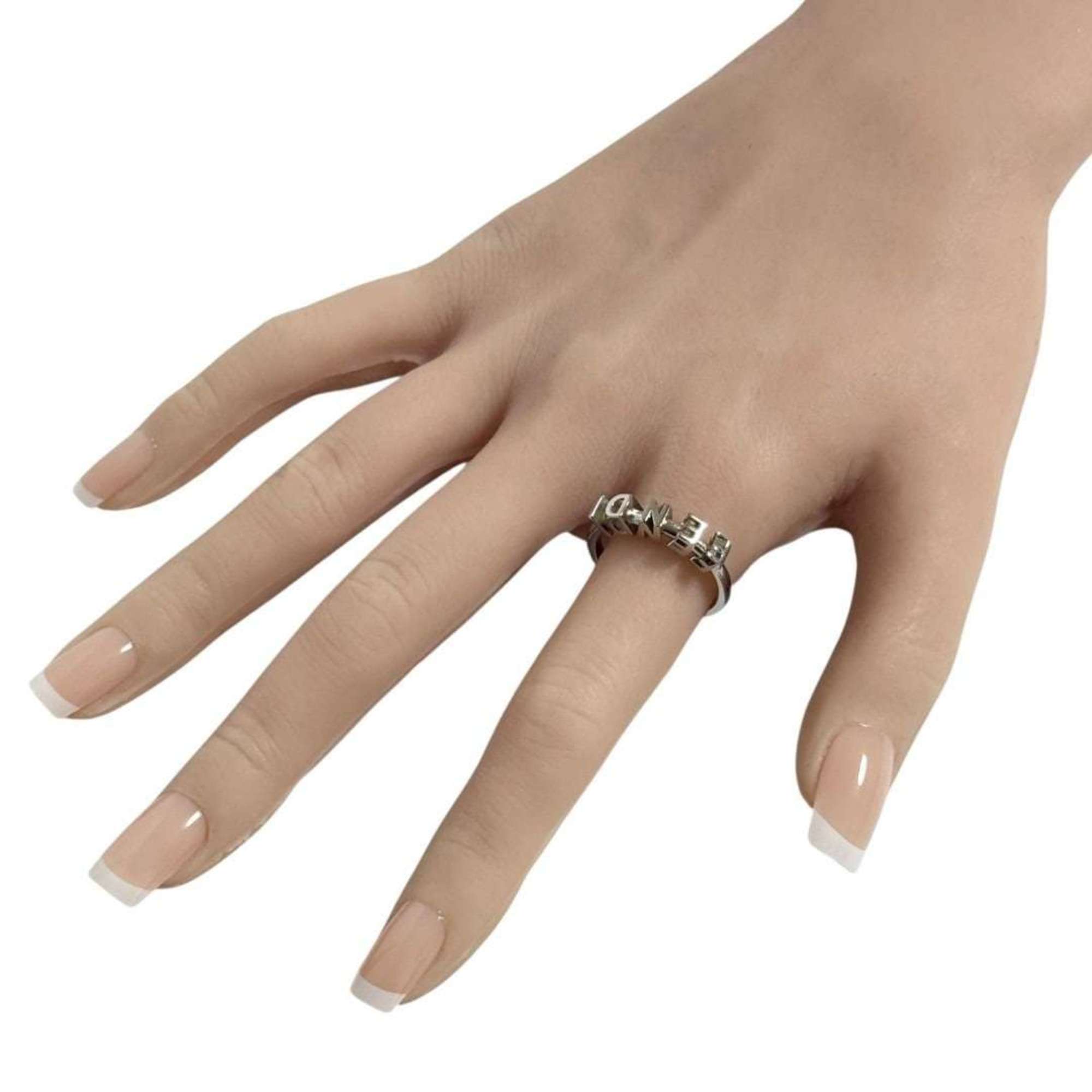 Fendi Men's Logo Ring, Size 19, Small, Silver — New - Store Return
