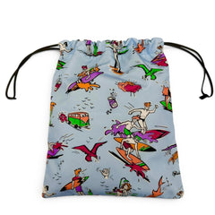 PRADA 1NK001 Triangle Logo Surfing Print Drawstring RE-NYLON Bag Pouch Blue Multicolor Made in Italy Women's — Like New