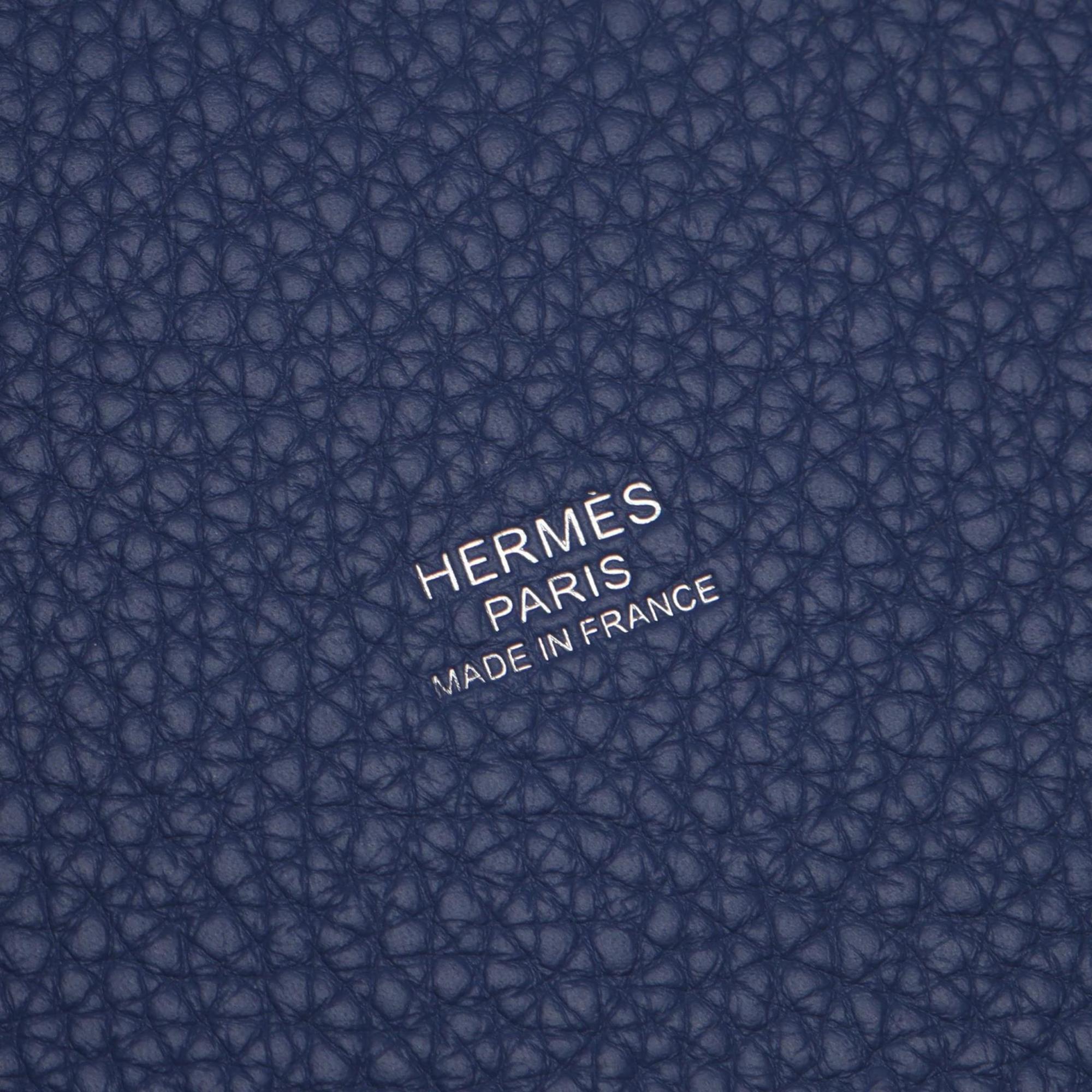 Hermes Hermès Picotin Lock MM handbag, leather, Taurillon Clemence women's, blue, navy
