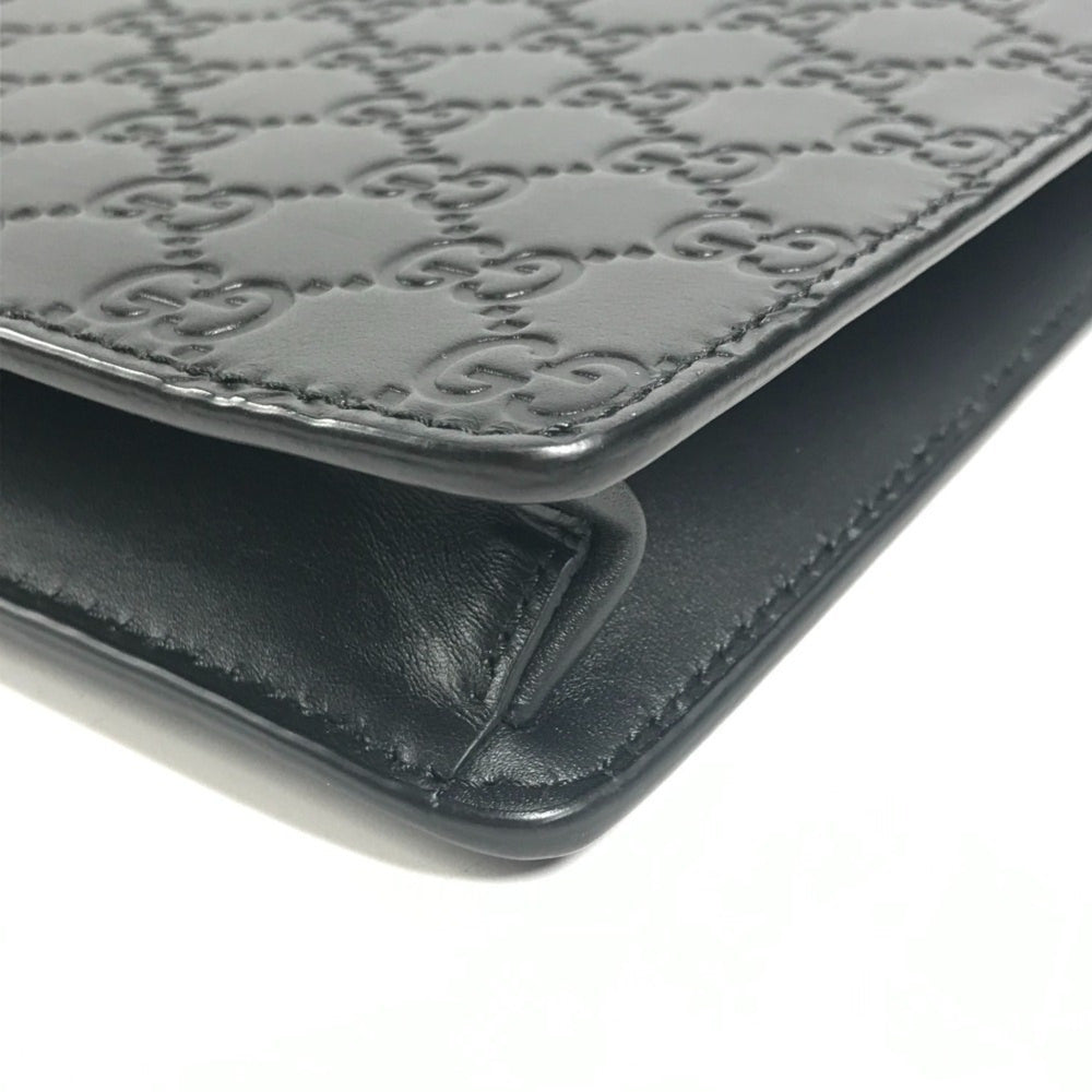GUCCI 429004 Guccissima GG Logo Crossbody Bag 2-Way Clutch Shoulder Shima Leather Men's Black Like New — Like New