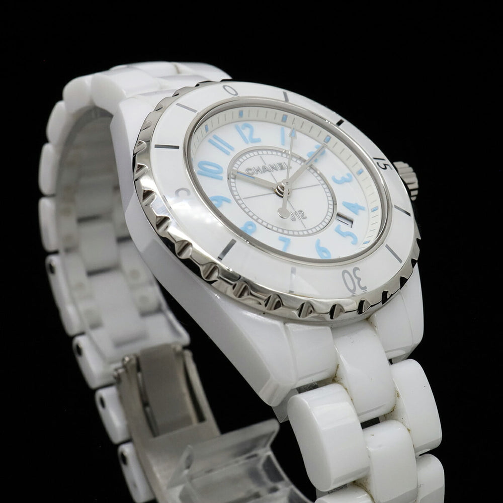 CHANEL J12 Blue Light Limited Edition (2000 pieces) White Ceramic Dial Date Ladies Quartz Watch H3826 — Very Good