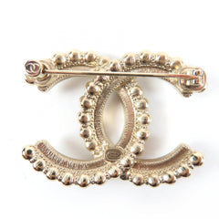 CHANEL A22B Coco Mark Brooch, 2022 Model, Large, Gold Tone, Black Stone, Clear Black, Comes with Box and Dust Bag, Made in Italy, Women's — Like New