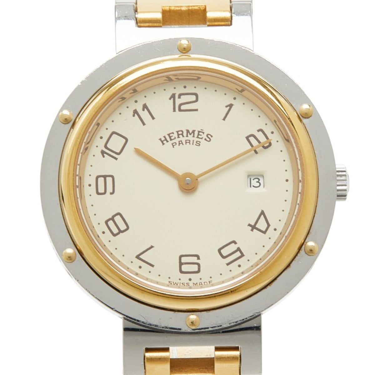 Hermes Clipper Watch CL3.440 Quartz Beige Dial Stainless Steel Men's HERMES — Good