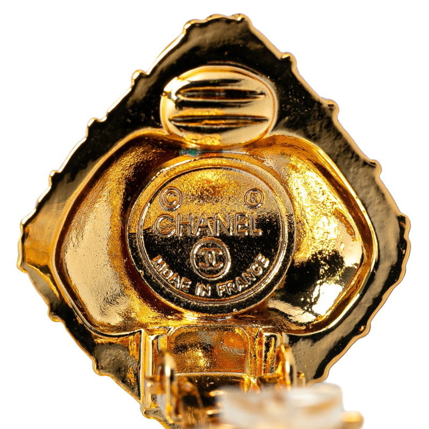 Chanel Matelasse Hat Motif Earrings Gold Plated Women's CHANEL