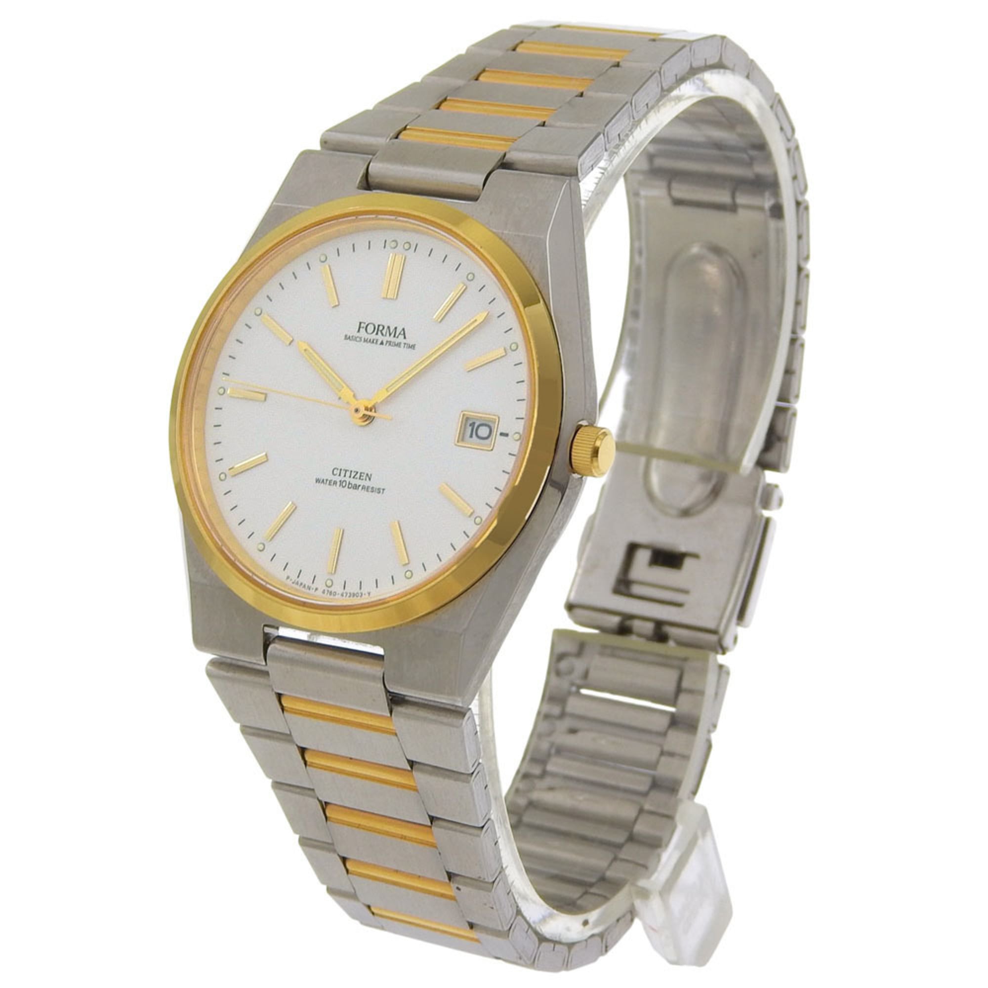 Citizen FORMA watch 4762-471369, stainless steel, quartz, analog, white dial, men's — Very Good