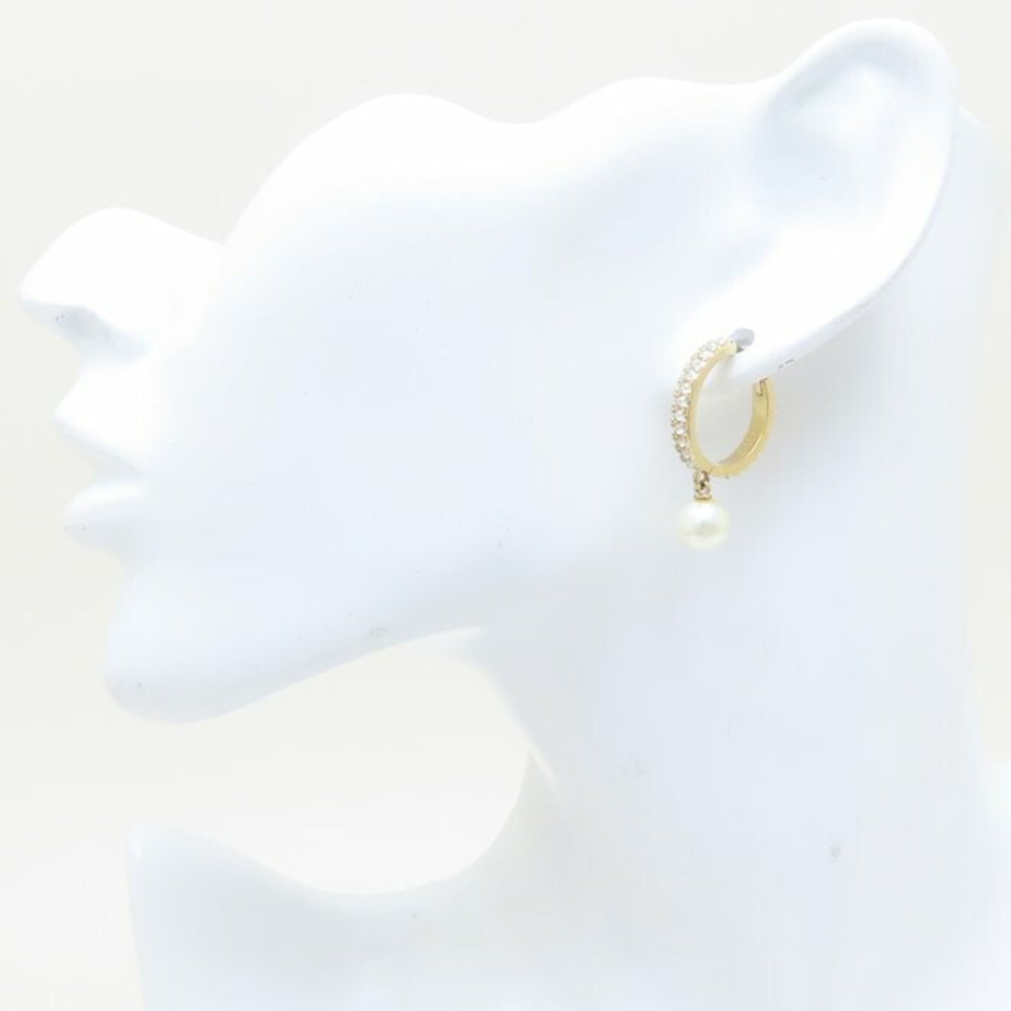 Christian Dior Montaigne Earrings Crystal Resin Pearl GP Gold Plated 293747