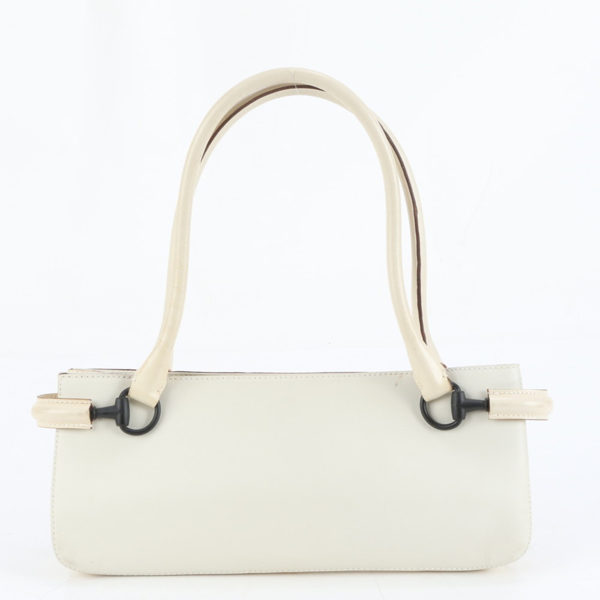 Gucci Horsebit 101345 Leather Shoulder Bag/Handbag Ivory Women's