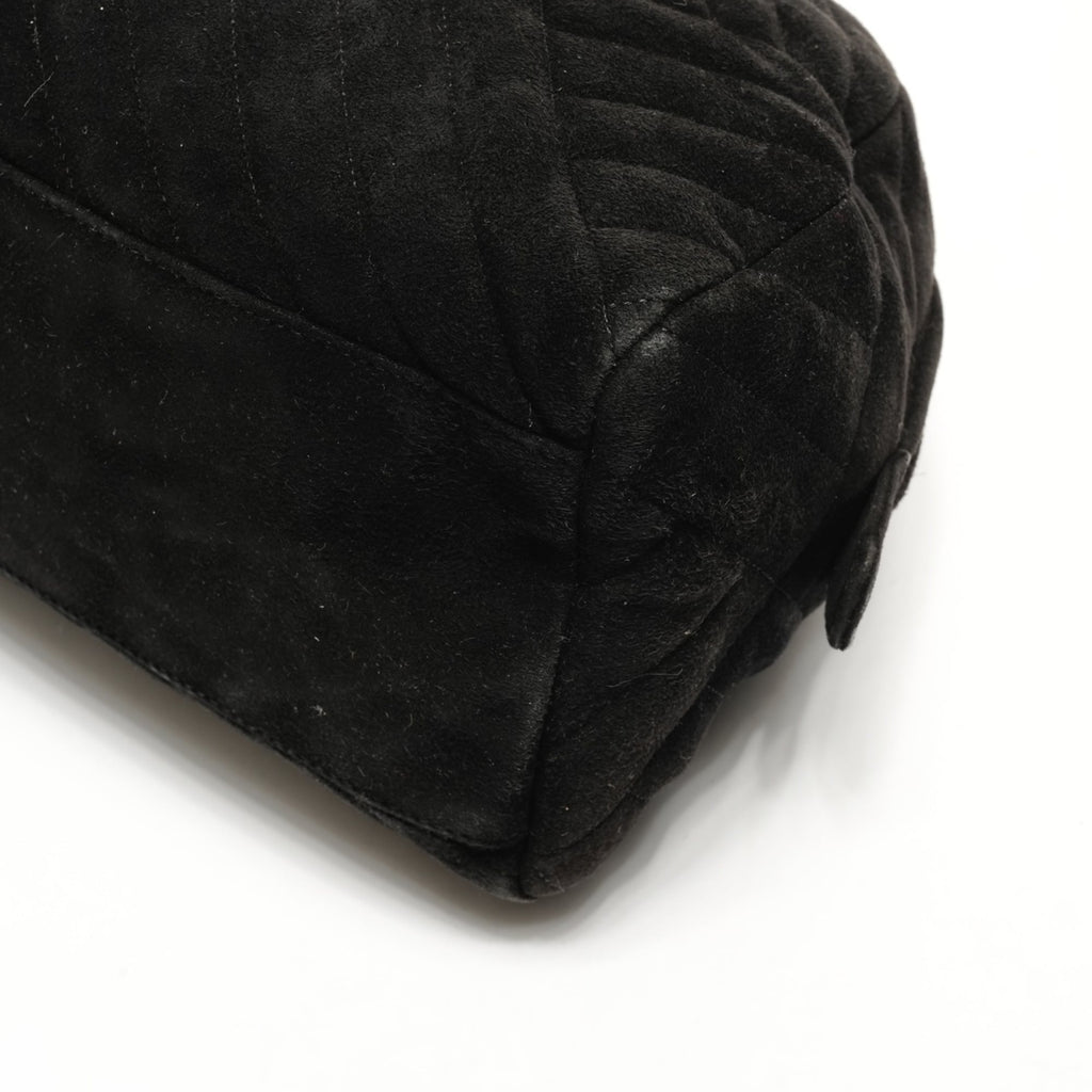 Prada suede Boston bag handbag in black