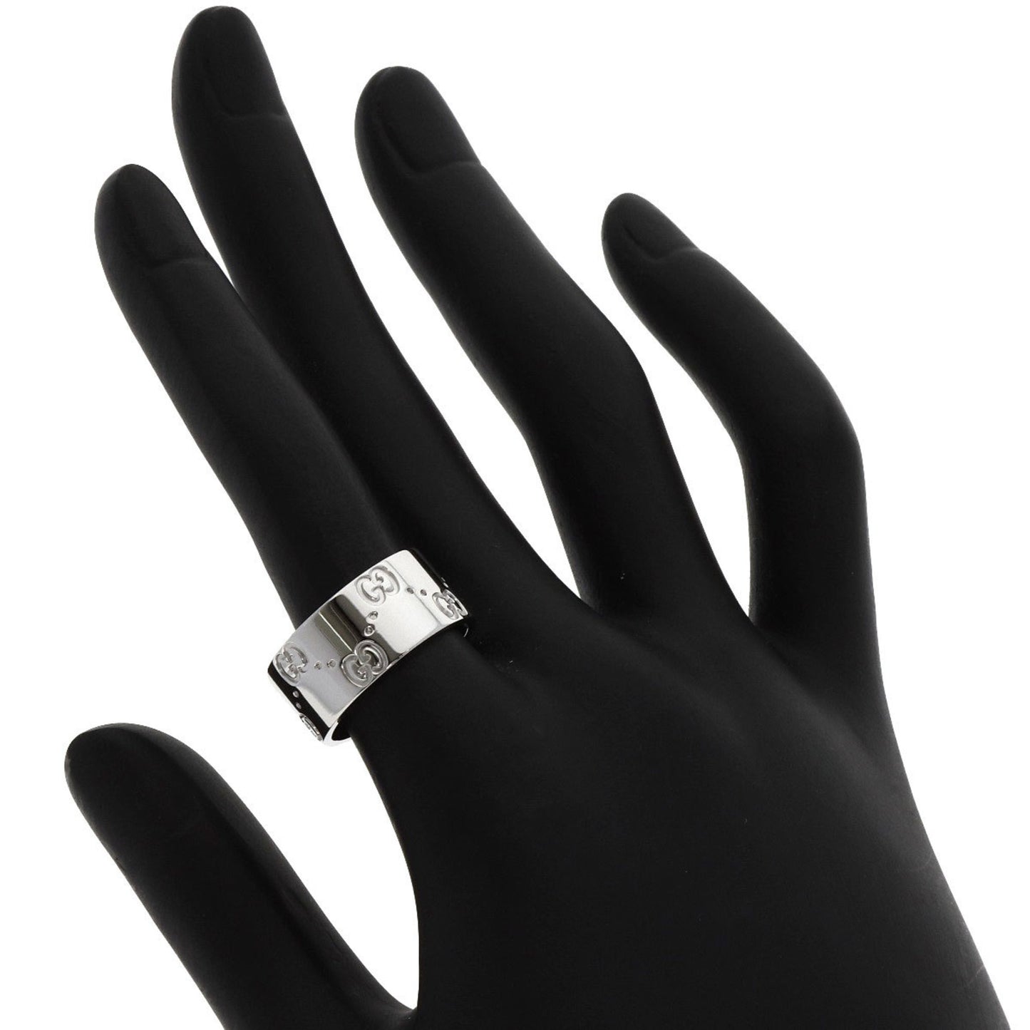 Gucci GG Icon Wide #13 Ring in 18K White Gold for Women