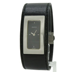 GUCCI Women's Quartz Watch 7800S, Black Dial, Stainless Steel, Leather Strap — Good