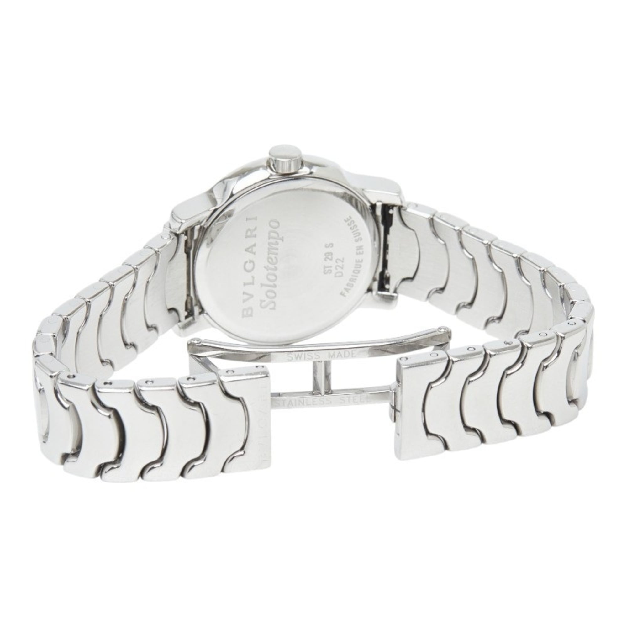 Bulgari Solotempo ST29S Quartz Watch, Black Dial, Stainless Steel, Women's, BVLGARI — Good
