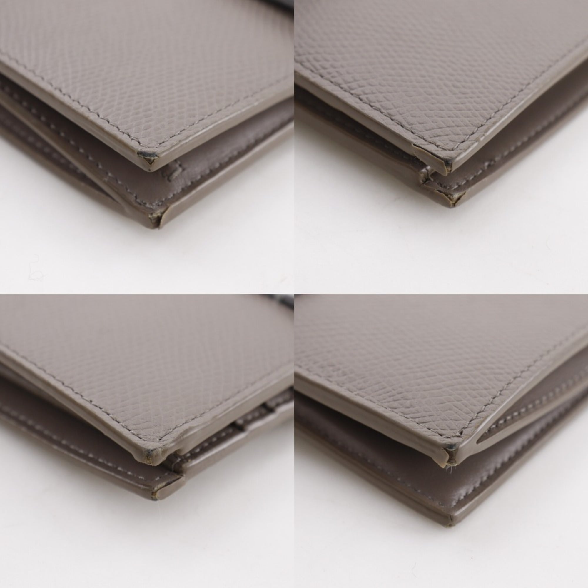 CELINE Medium Strap Wallet Bifold Leather Gray Snap Button Unisex