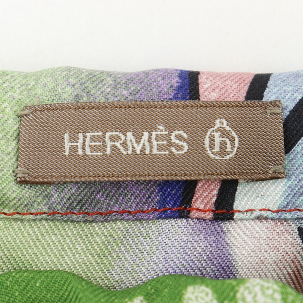 Hermes Petit Ash handbag/tote bag, Toile H x silk, beige, A5 size, drawstring closure, women's — Like New