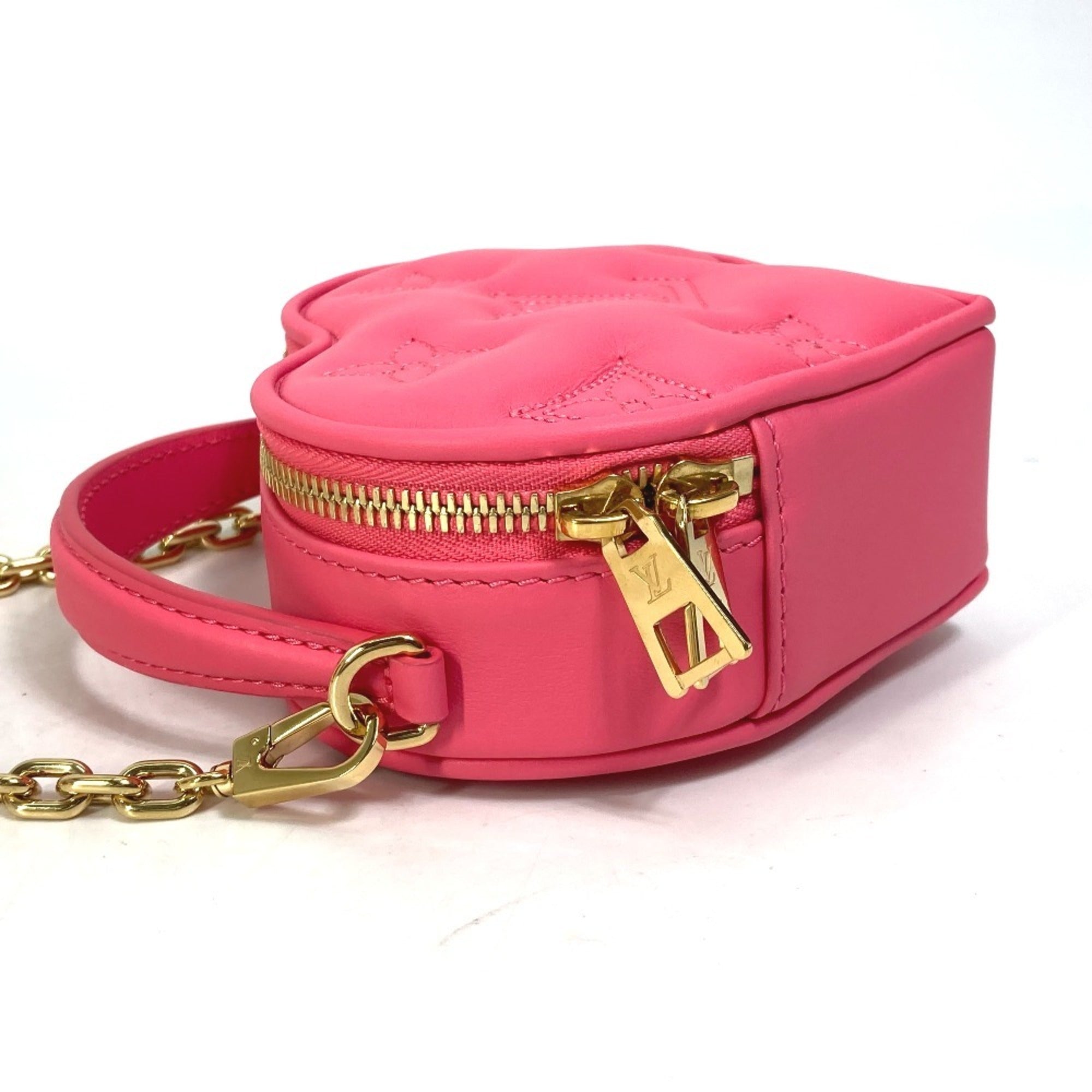 LOUIS VUITTON M81893 Monogram Bubblegram Pop My Heart Pouch Chain 2-Way Bag Handbag/Shoulder Leather Women's Dragon Fruit Pink Like New — Like New