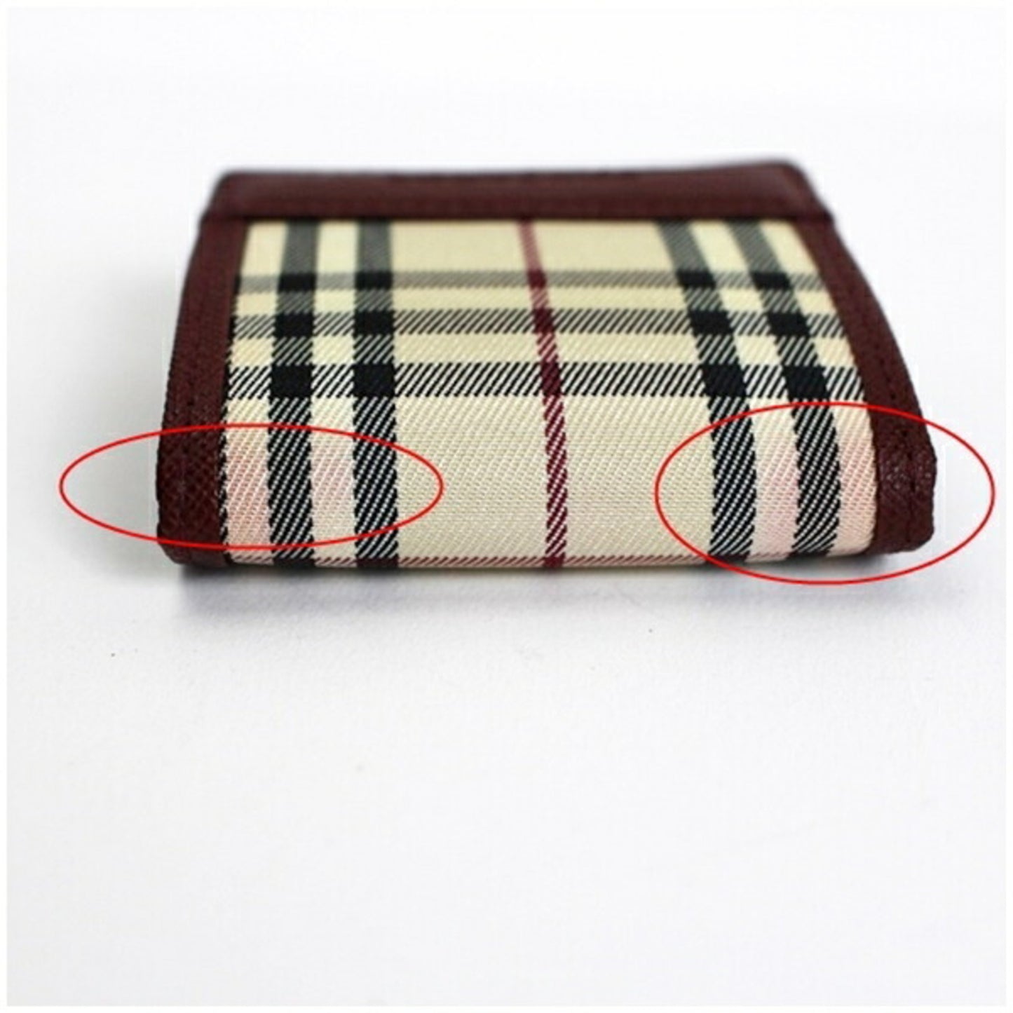 Burberry Coin Case Nova Check Beige x Wine Red BURBERRY Women's