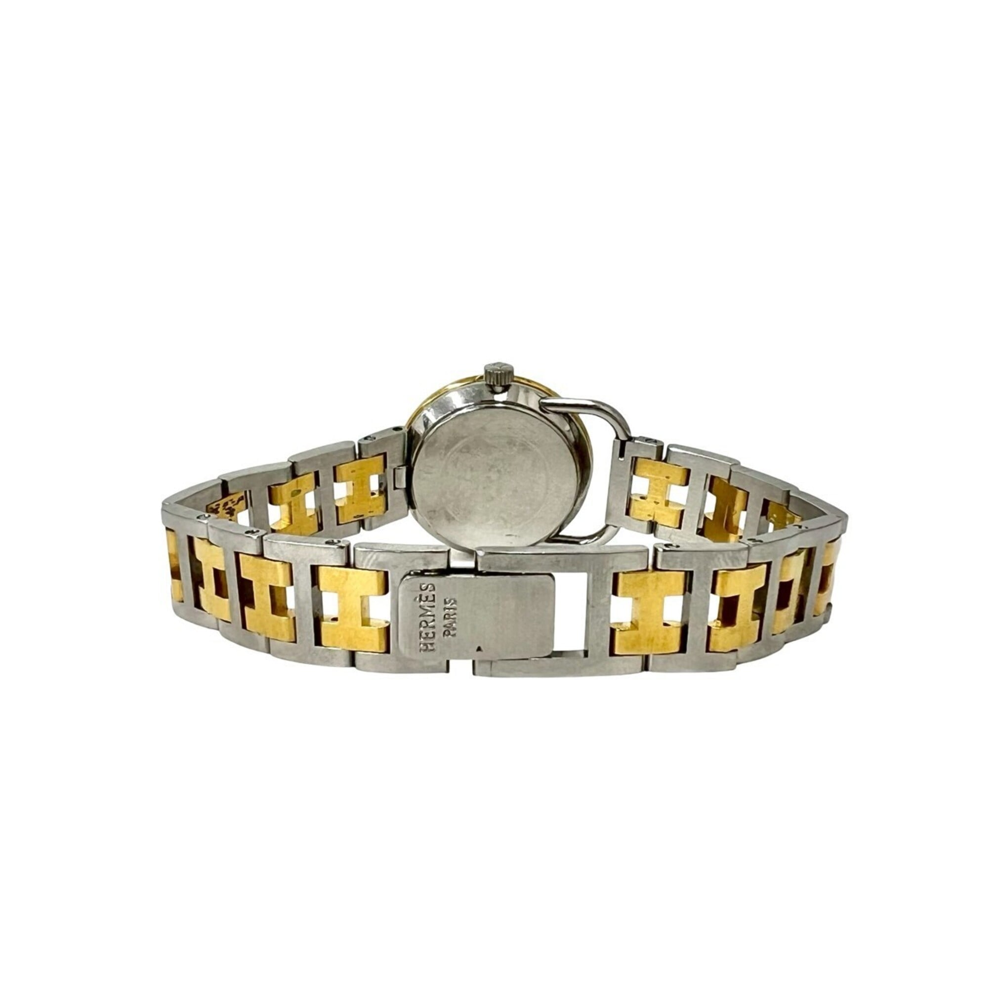 HERMES Arceau H Logo Belt Stainless Steel GP Quartz Wristwatch Silver Gold 34591 — Good