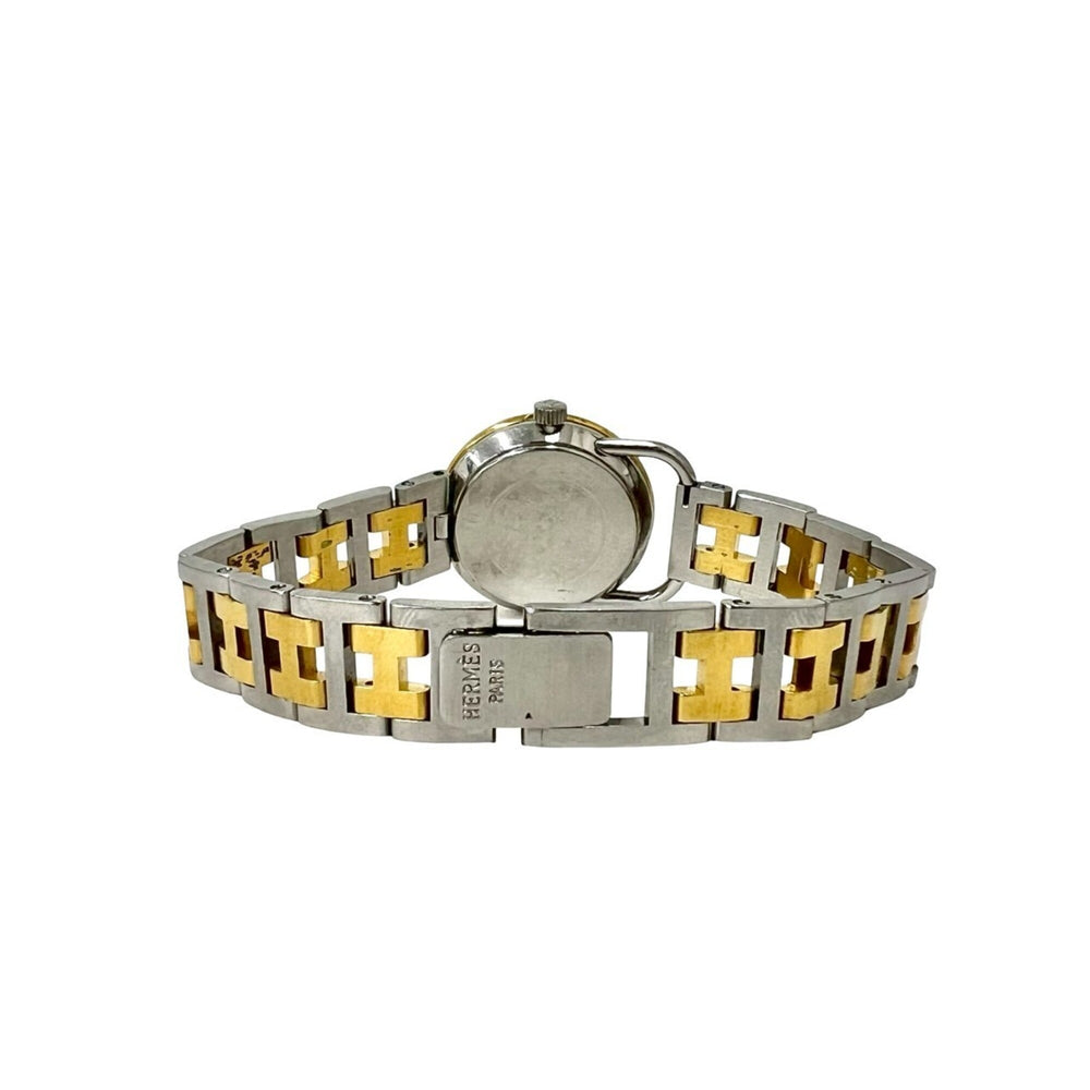 HERMES Arceau H Logo Belt Stainless Steel GP Quartz Wristwatch Silver Gold 34591 — Good