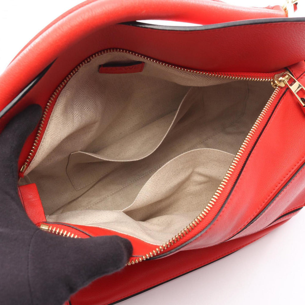 LOEWE Puzzle Bag Medium Handbag Leather Women's Red