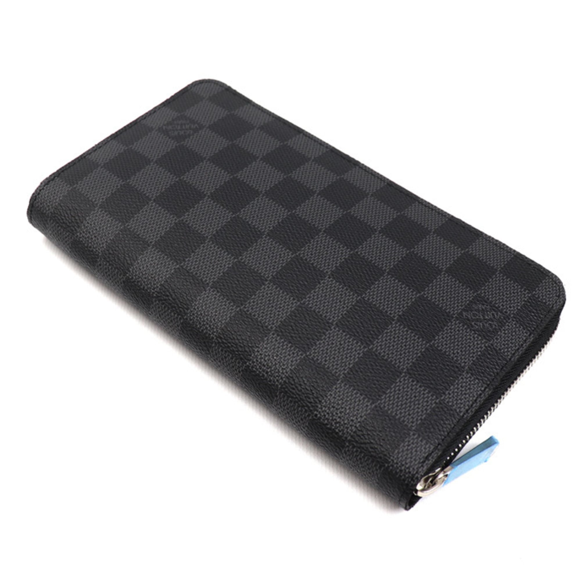 LOUIS VUITTON Zippy Organizer Long Wallet with Round Zipper, Damier Graphite, Black, N63077 CA4180, Men's