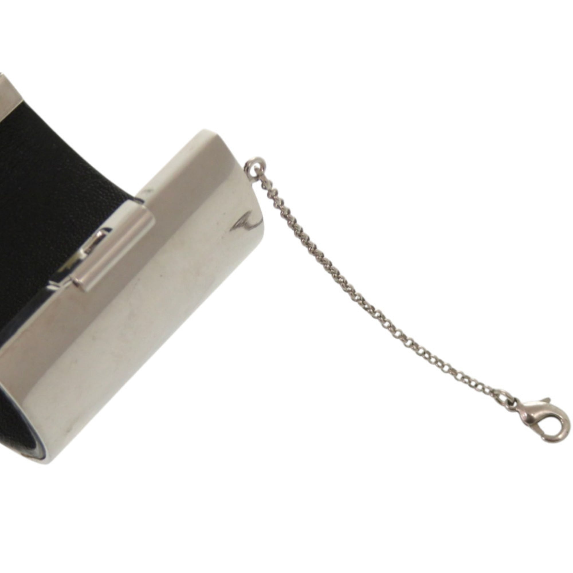 Excellent condition Celine Manchette metal, leather and silver bangle 1232CELINE