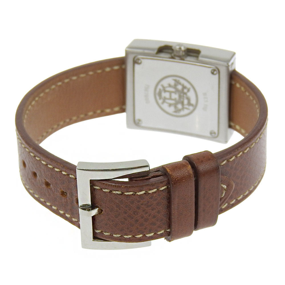 Hermès BE1.110 Women's Stainless Steel and Leather Strap Watch, 2002, Quartz Movement, Analog Display, White Dial — Good