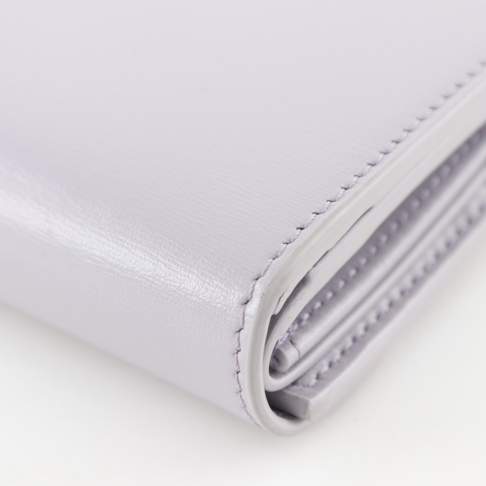 Celine Triomphe Tri-fold Wallet, Small Flap Compact Leather, Purple, Snap Button, Triomphe, Women's