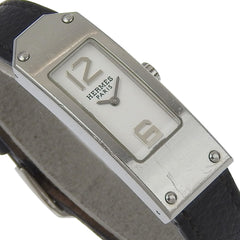 Hermes Kelly II watch KT1.210, stainless steel, quartz, analog display, white dial, women's watch — Good