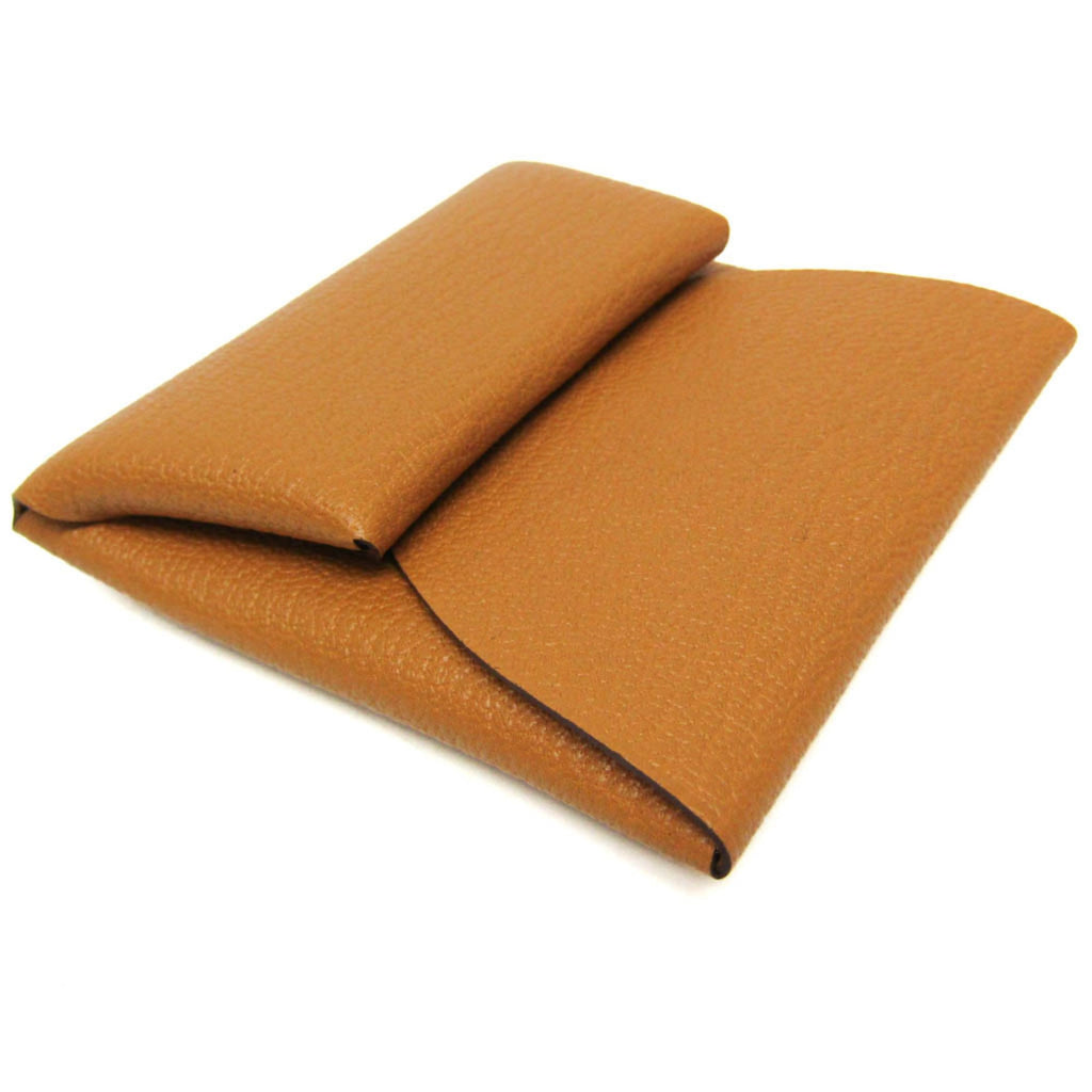 Hermes Bastia Women,Men Chevre Leather Coin Purse/coin Case Brown