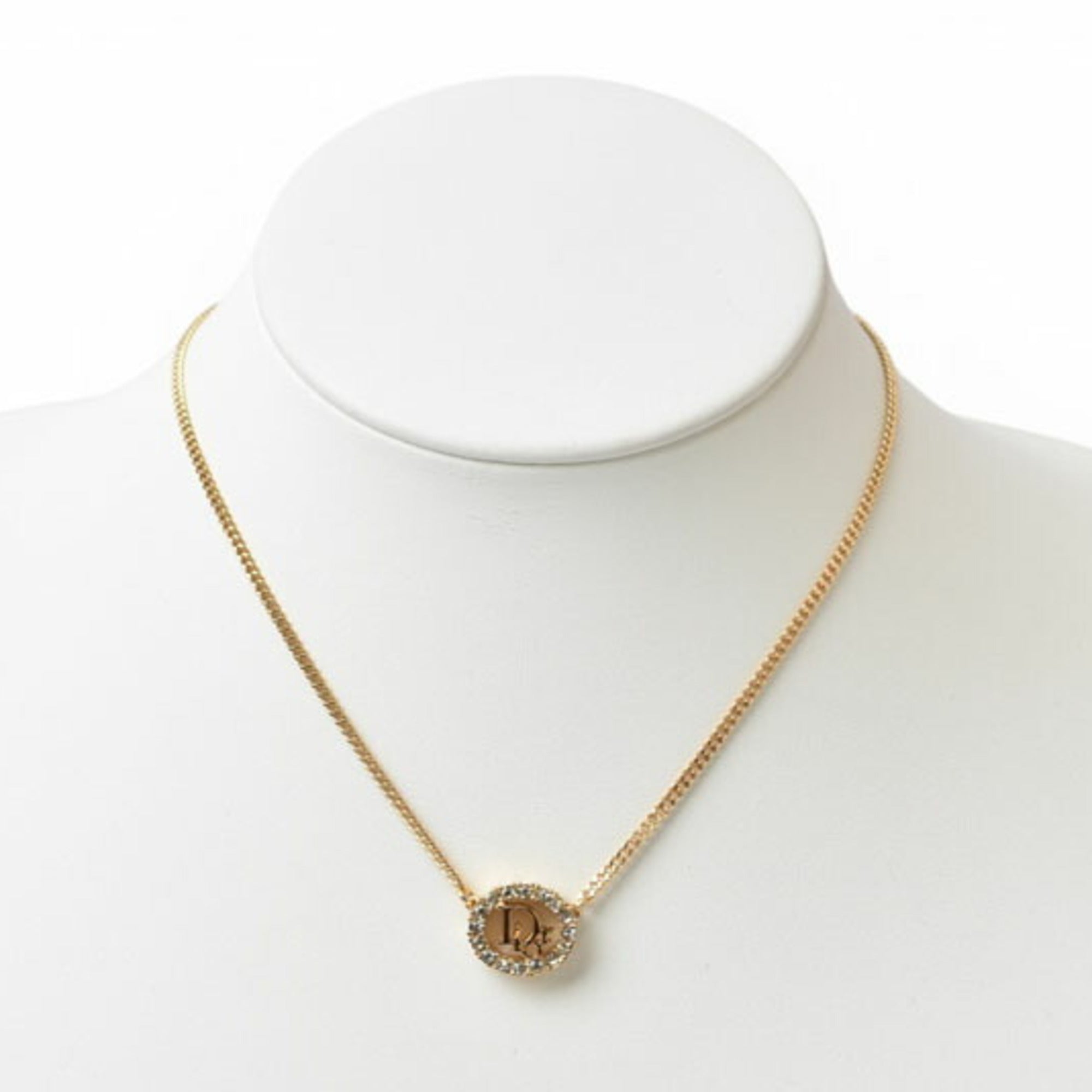 Christian Dior necklace, rhinestone, gold — Like New