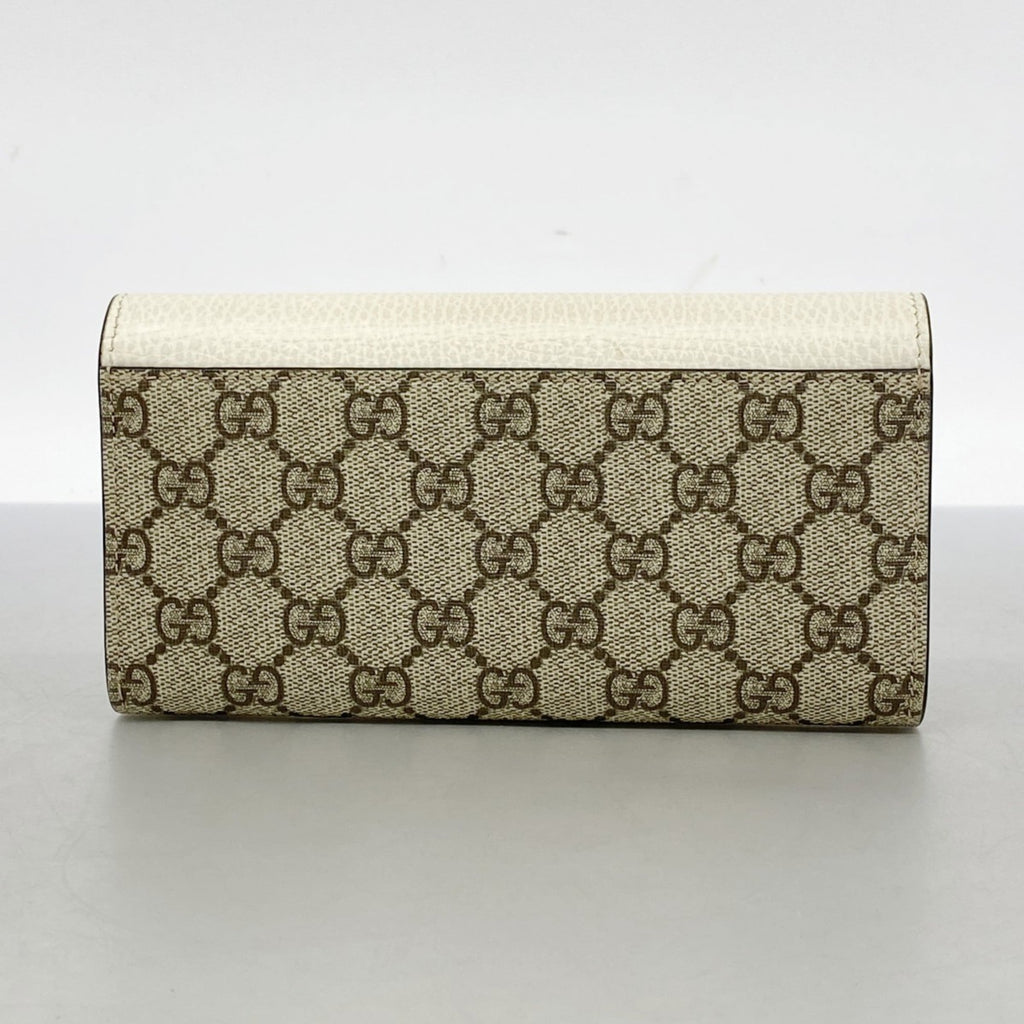Gucci GG Marmont Supreme Long Wallet 456116 Ivory Beige Women's