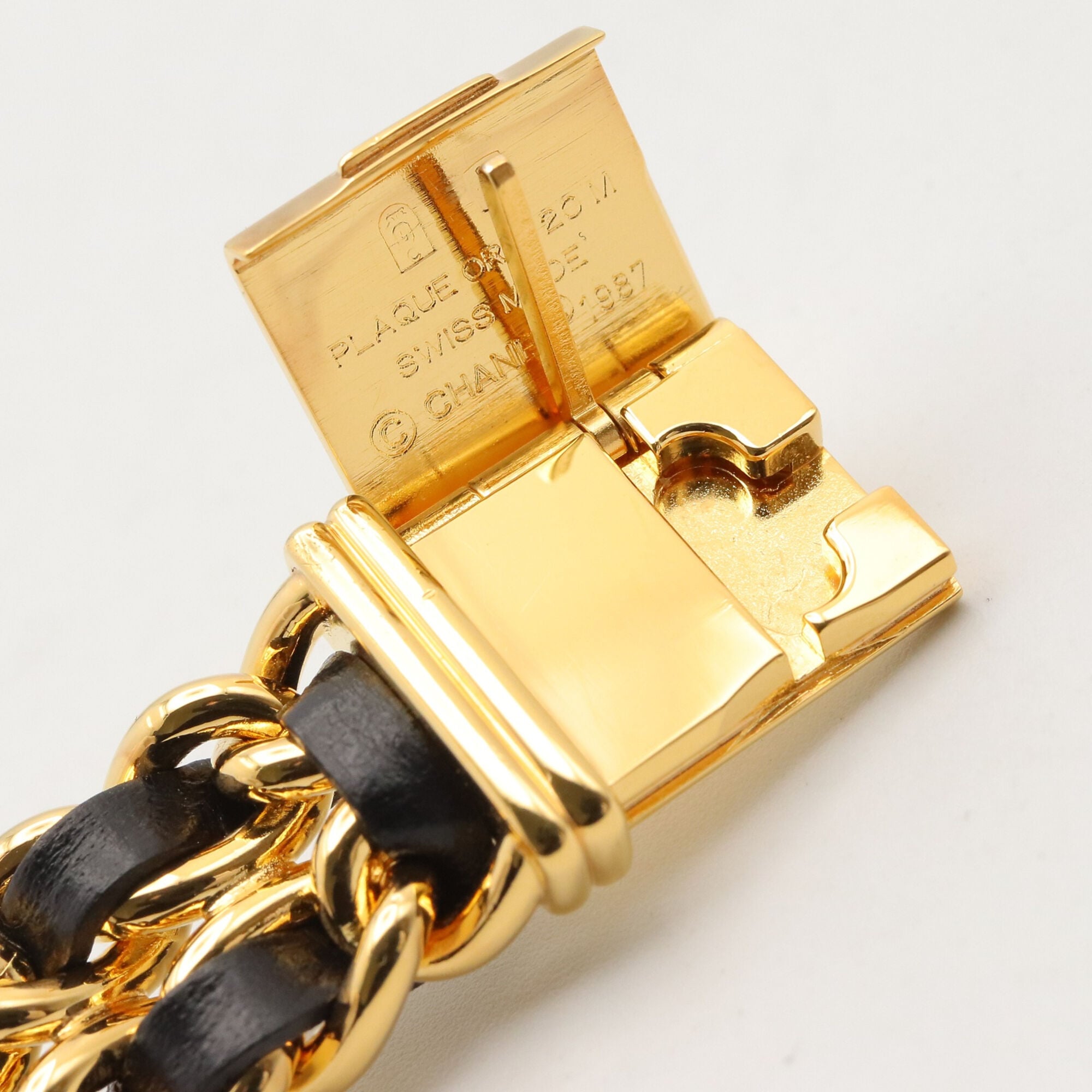 Chanel CHANEL Première M Wristwatch, Gold Plated (GP), Leather Strap, Women's, Black, H0001 — Very Good