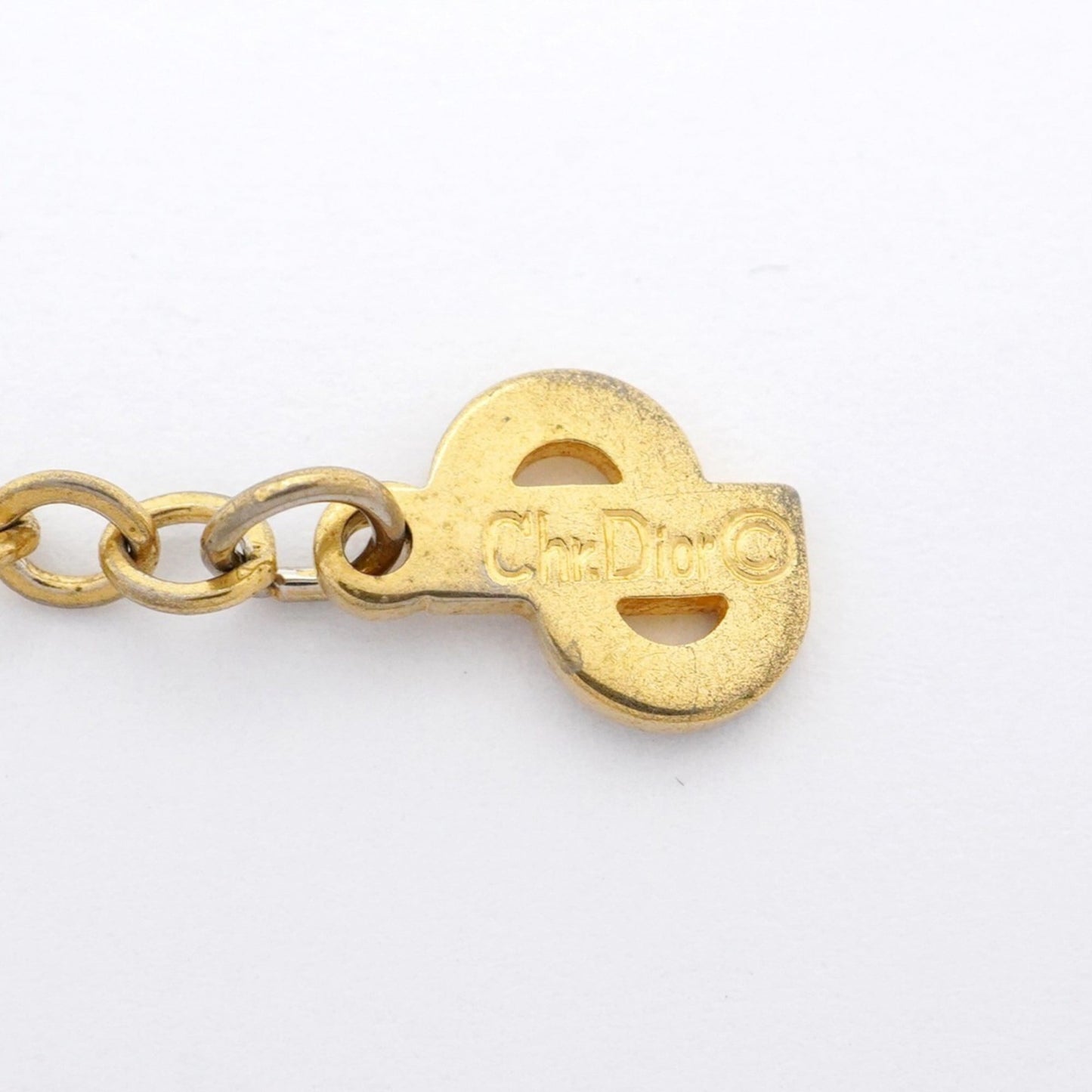 Christian Dior Oval Necklace with GP Plated Rhinestones in Gold for Women