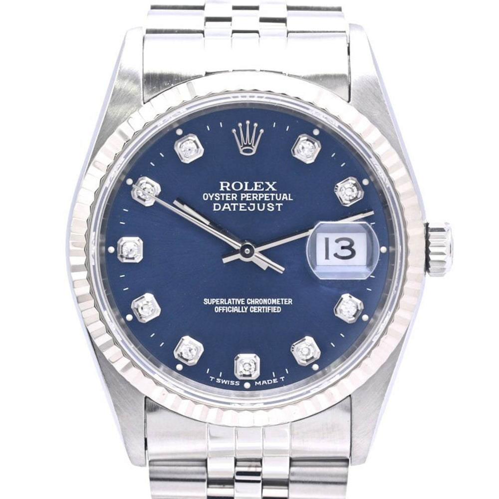 ROLEX Datejust 10P Diamond 16234G Men's Watch 18K White Gold x Stainless Steel 40300 — Good