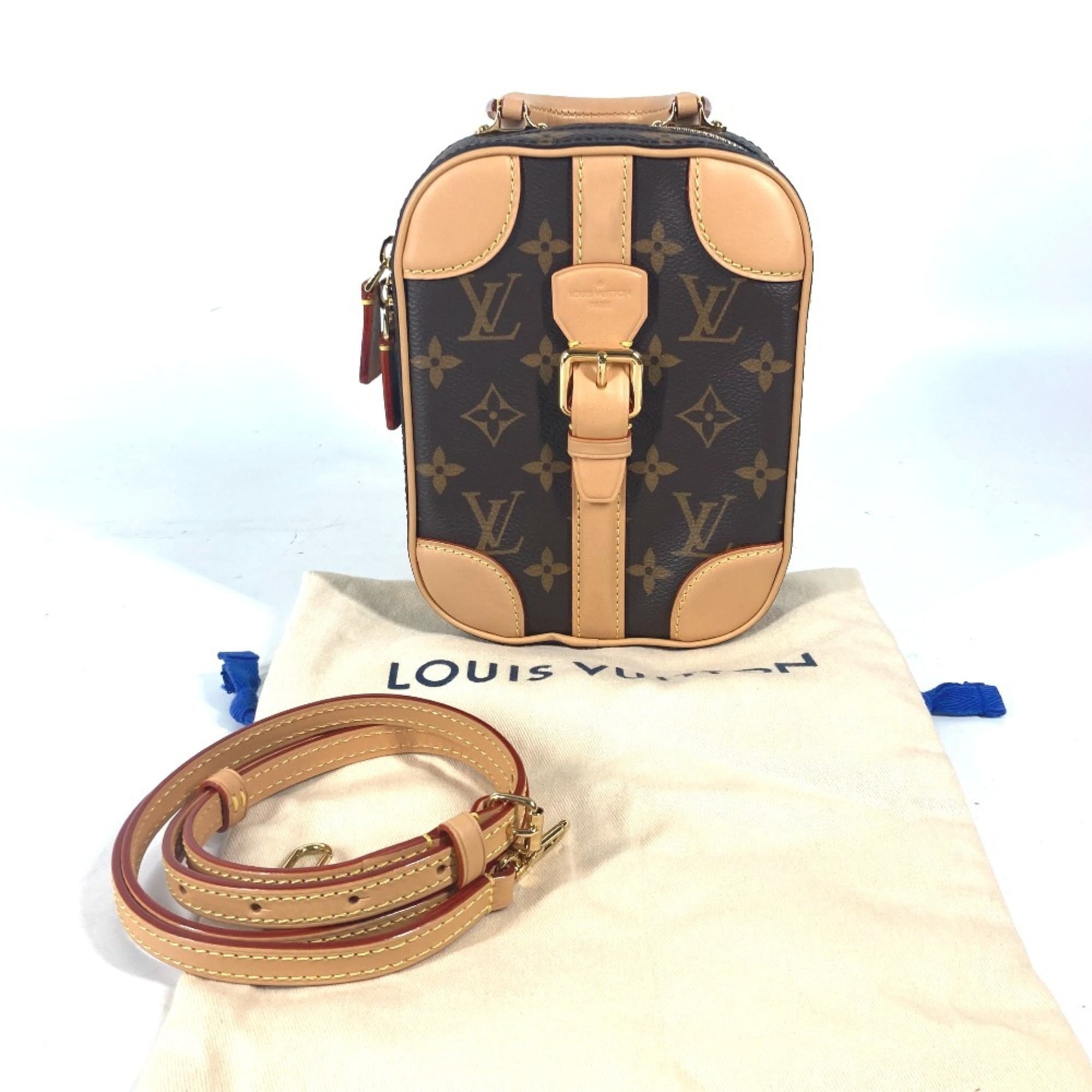 LOUIS VUITTON M68623 Monogram Valisette Vertical Pochette Handbag Shoulder Bag Canvas Men's Women's Brown G-241125-44 — Like New