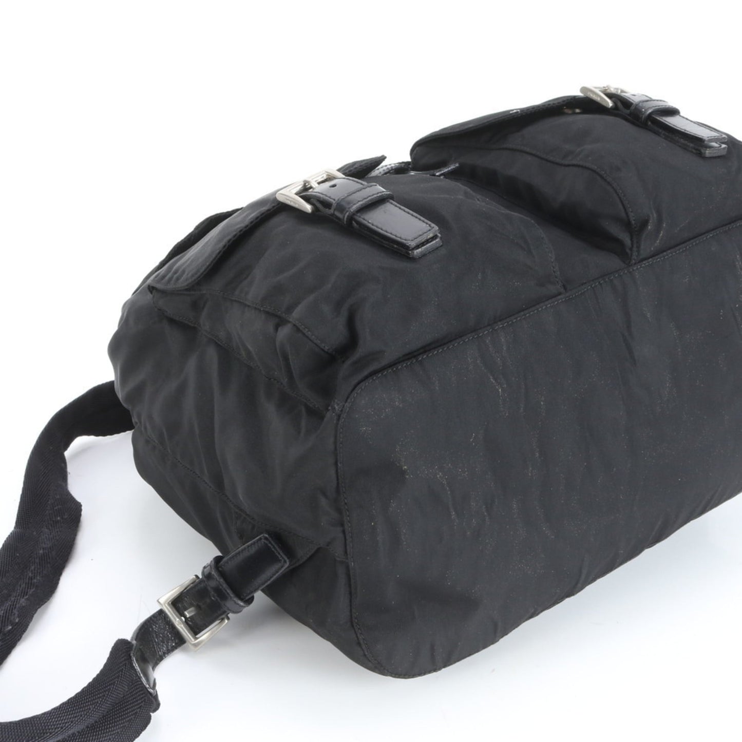 Prada Tessuto nylon triangle logo leather backpack for women