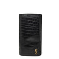 Saint Laurent Tiny YSL Logo Crocodile Embossed Continental Wallet 607746 Black Leather Women's SAINT LAURENT