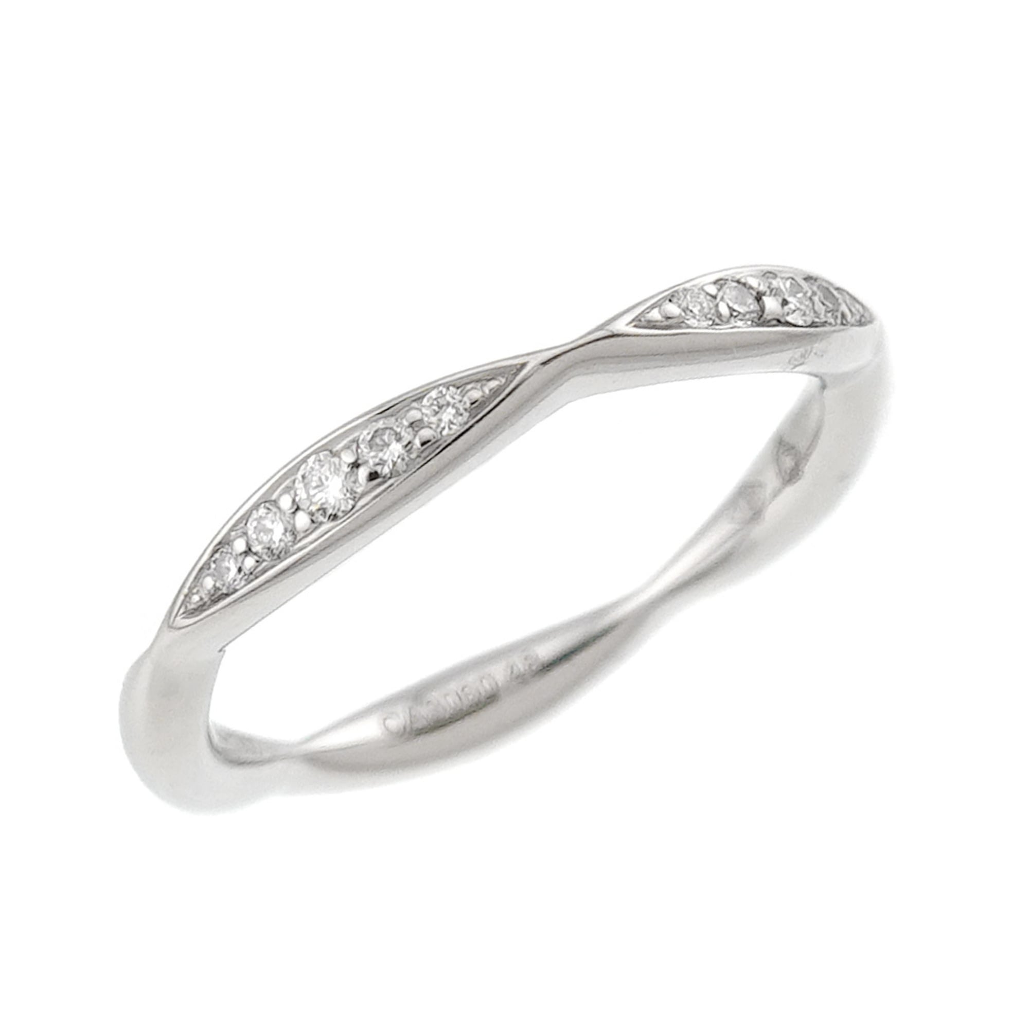 Chanel Camellia Ring #48, Half Diamond, Platinum — Like New