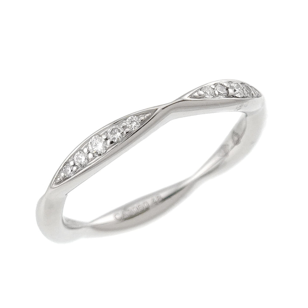 Chanel Camellia Ring #48, Half Diamond, Platinum — Like New