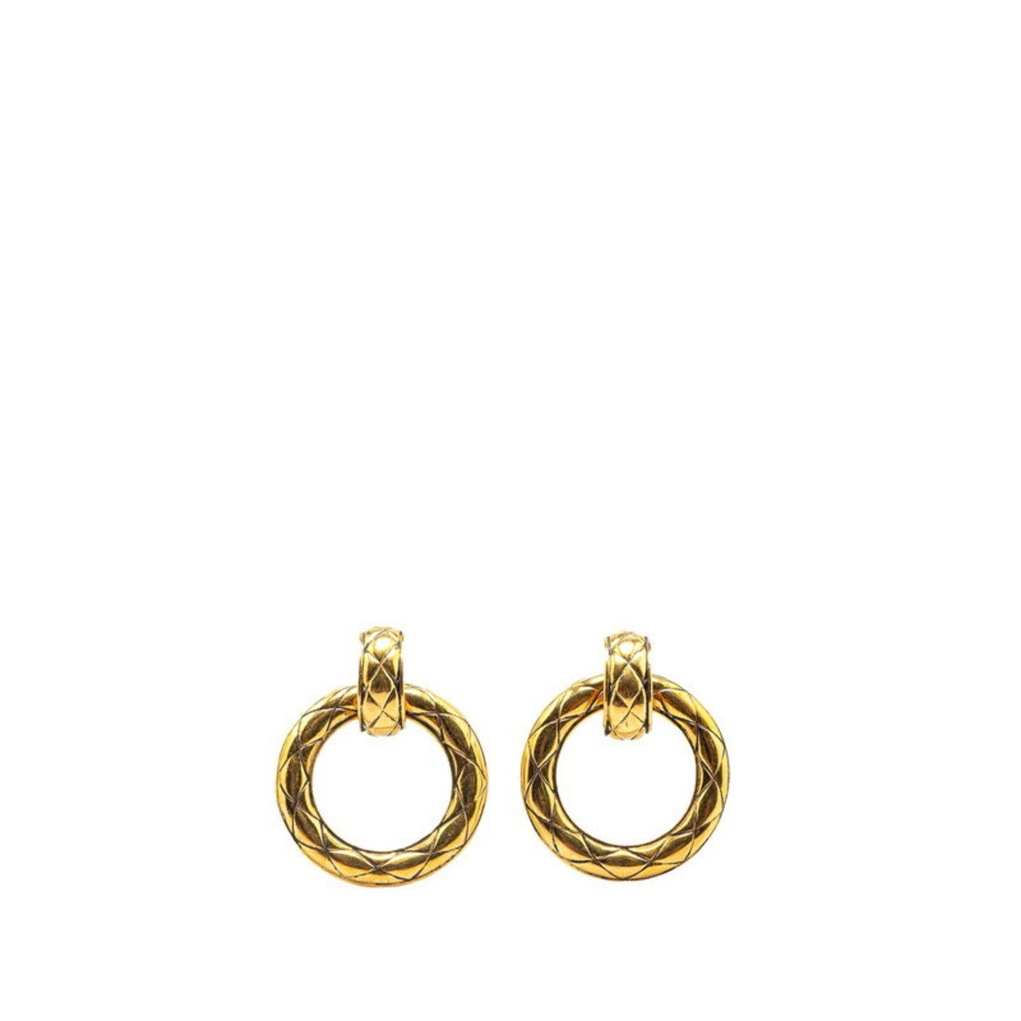 Chanel Matelasse Earrings Gold Plated Women's CHANEL