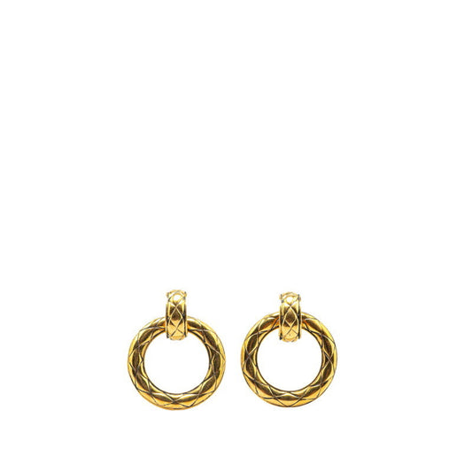 Chanel Matelasse Earrings Gold Plated Women's CHANEL