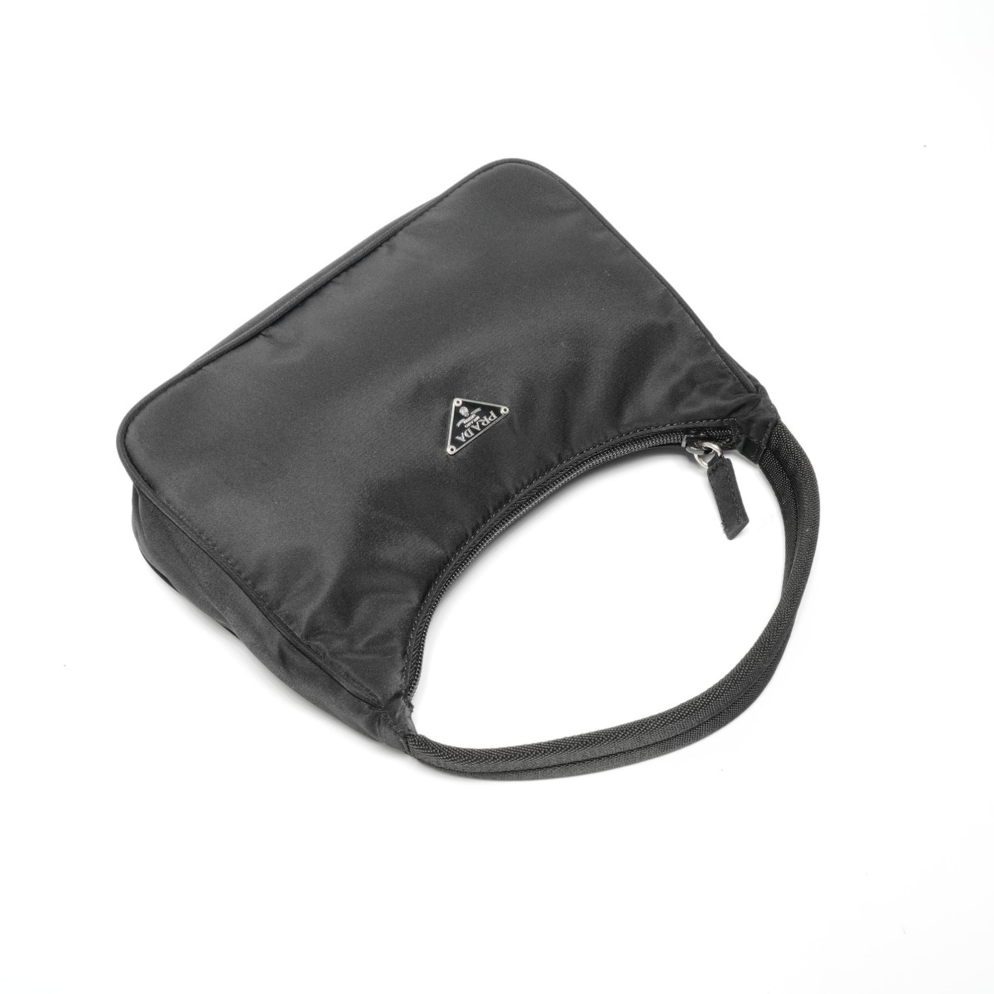 Prada nylon hobo handbag in black