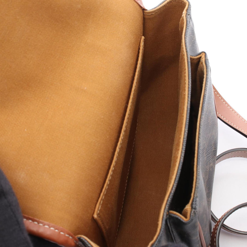 Celine Folco Medium Triomphe Shoulder Bag in Coated Canvas and Leather, Brown, 191502