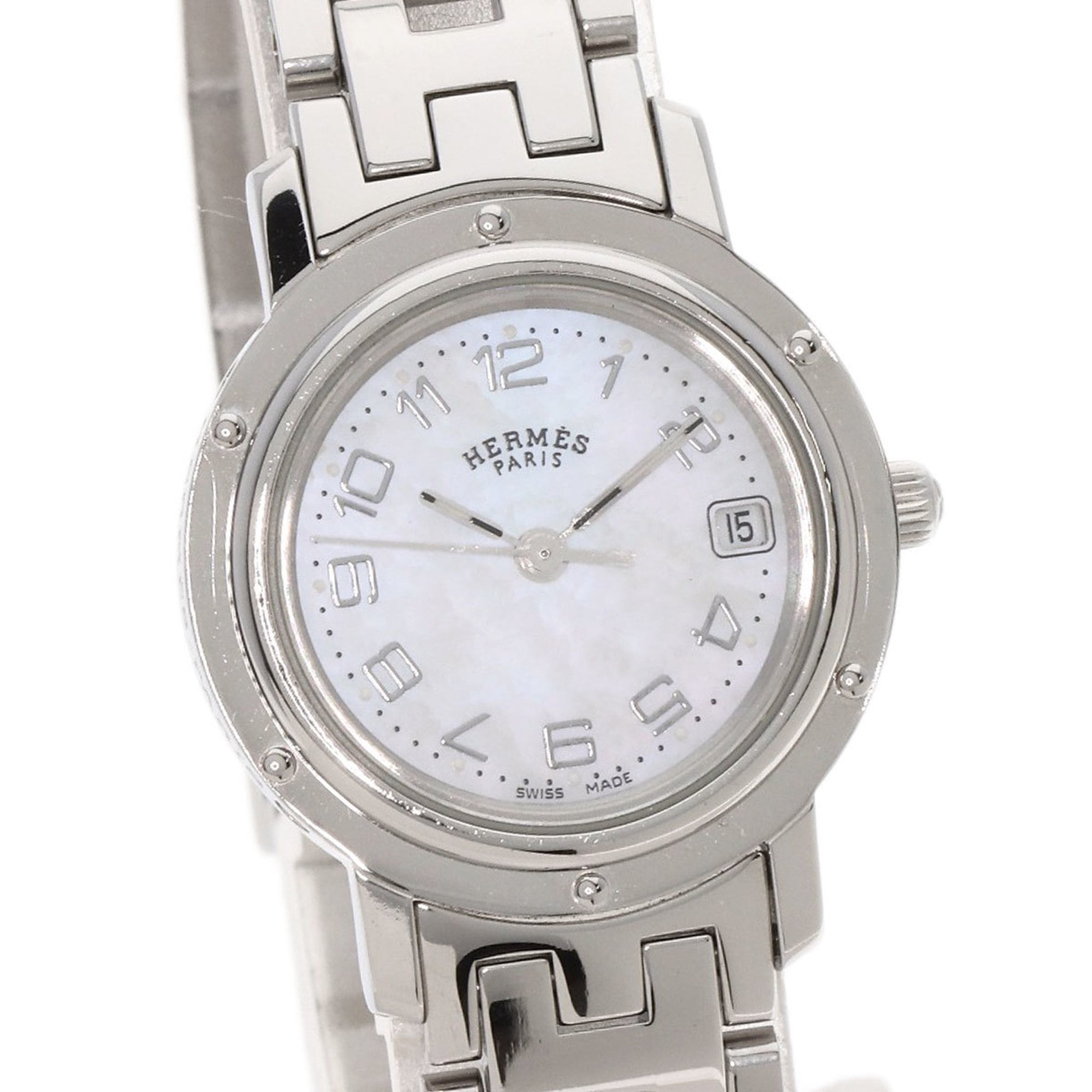 Hermes CL4.210 Clipper Nacle Watch Stainless Steel SS Ladies HERMES — Very Good