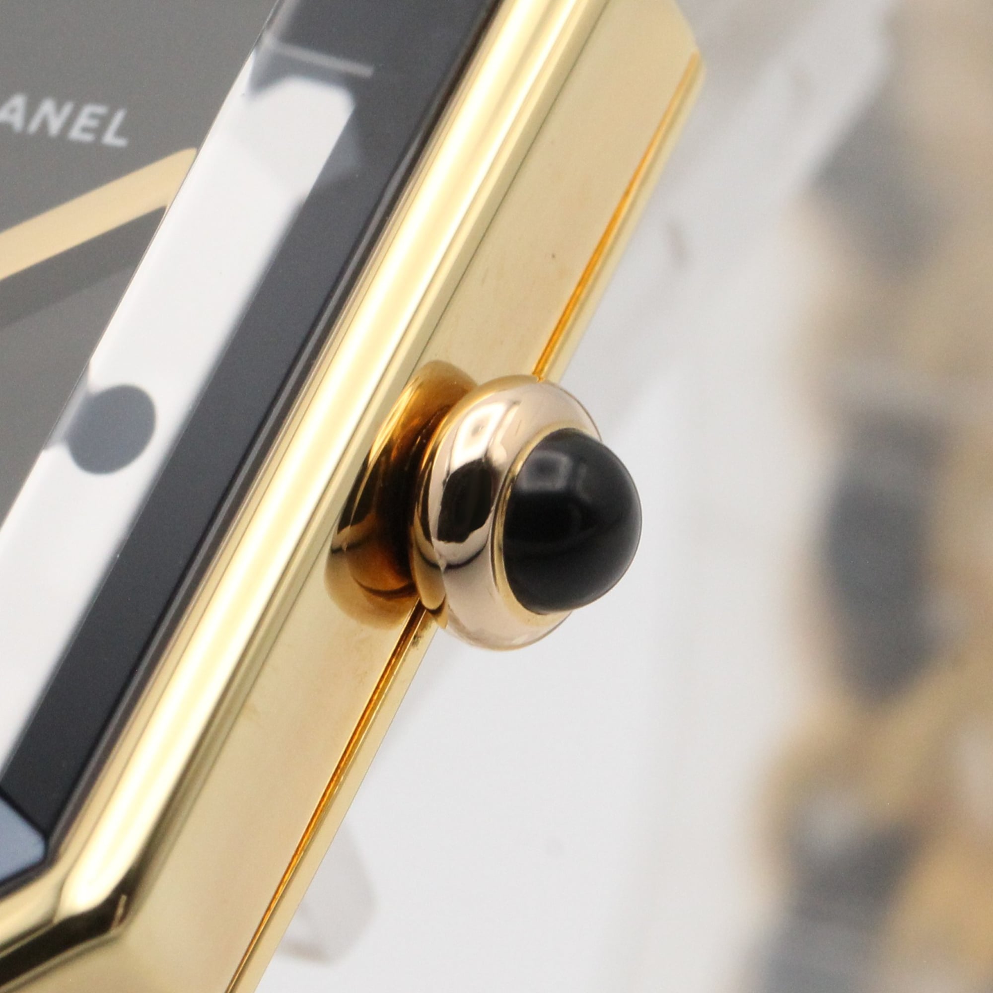 Chanel CHANEL Première M Wristwatch, Gold Plated (GP), Leather Strap, Women's, Black, H0001 — Very Good