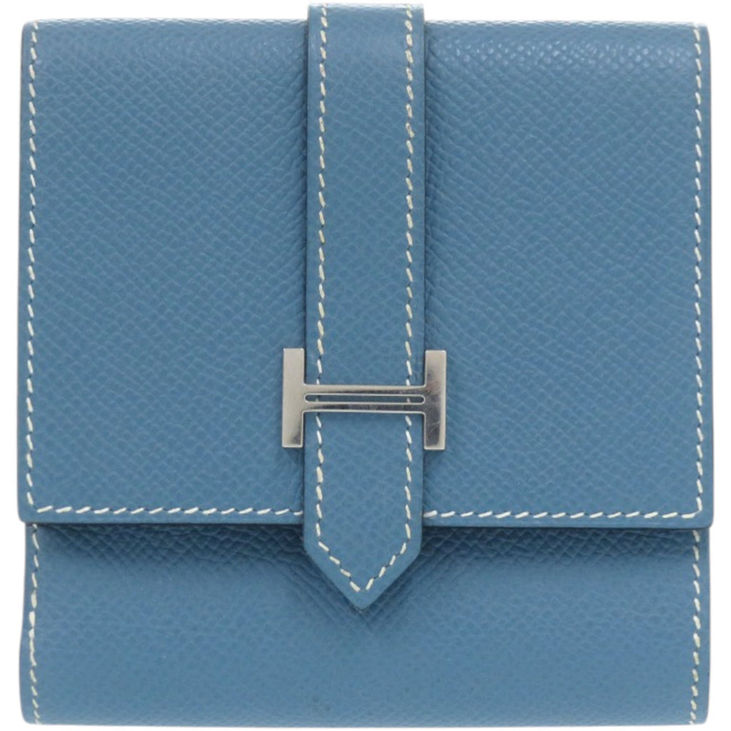 Hermes Excellent condition Hermès double-hook wallet, Bearn Recto Verso, Epsom leather, blue jean, L engraved, bifold 1509