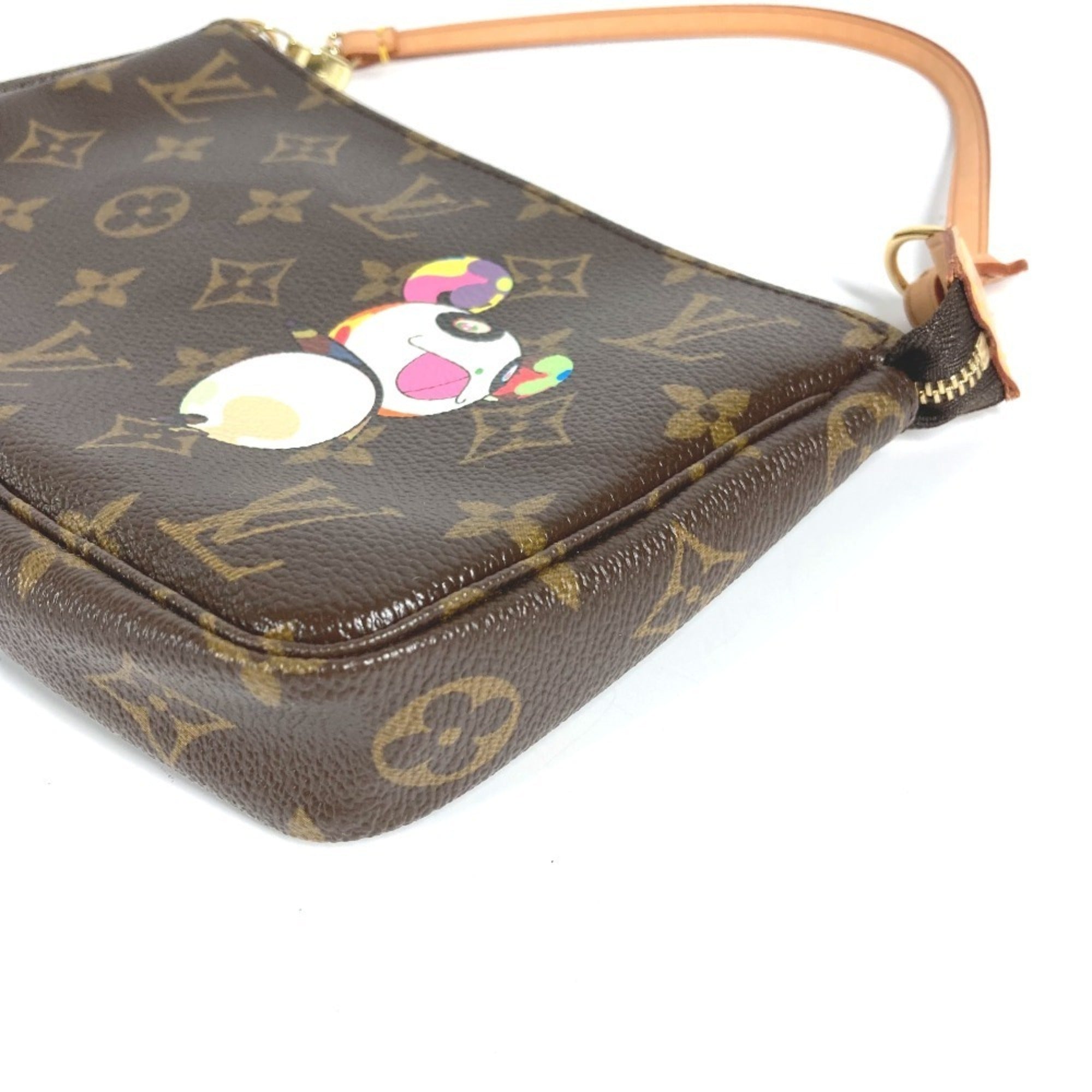 LOUIS VUITTON M51981 Monogram Panda Pochette Accessoires by Takashi Murakami. Accessory pouch, handbag, shoulder bag, canvas, women's, brown, like new — Like New