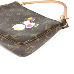 LOUIS VUITTON M51981 Monogram Panda Pochette Accessoires by Takashi Murakami. Accessory pouch, handbag, shoulder bag, canvas, women's, brown, like new — Like New